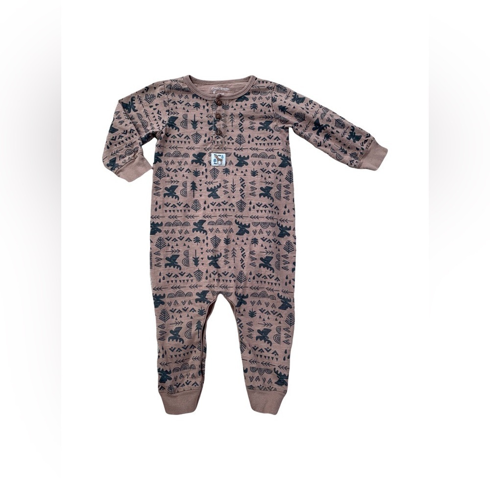 Mac & Moon Size 18 Months Organic Moose Coverall Romper